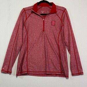 Antigua Womens NC State Wolfpack Quarter Zip Pullover Shirt Red Size M